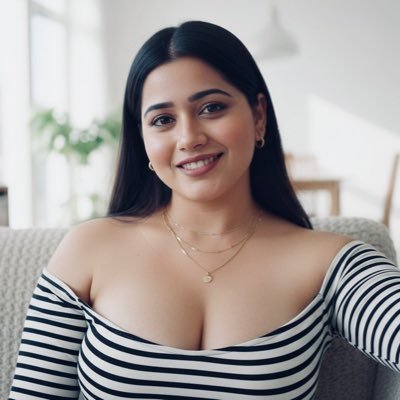 Beautiful Indian woman with big breasts smiling brightly