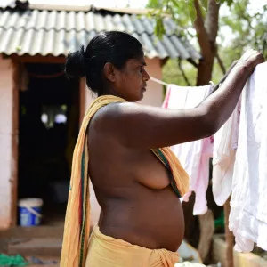 Desi Aunty Hanging Up Her Clothes
