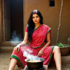 Sensual Desi Aunty Cooking Traditionally
