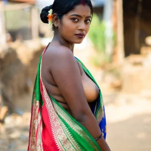 South Indian Village Girl Saree Without Blouse – Cleavage & Nip Slip Vibes
