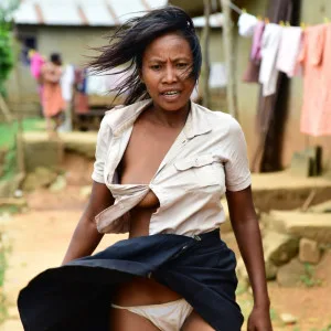 Sexy Indian aunty teasing in panties outdoors