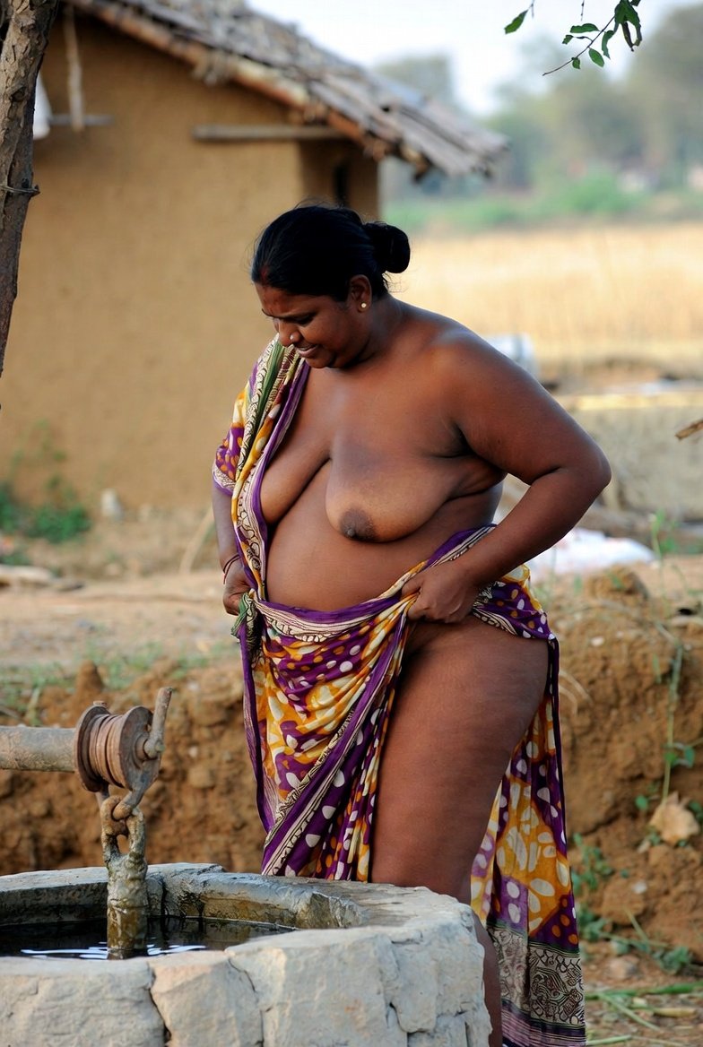 Voluptuous Indian aunty near village well