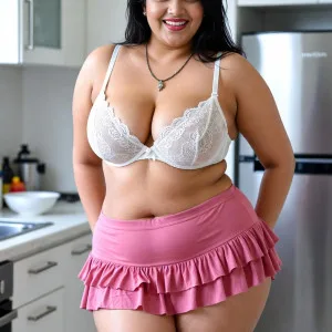 Sexy Desi Bhabhi in Lace Bra and Pink Skirt