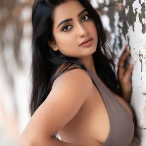 Sensational Indian Woman in Gray Monokini