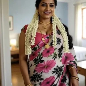 Radiant South Indian Aunty in Traditional Saree
