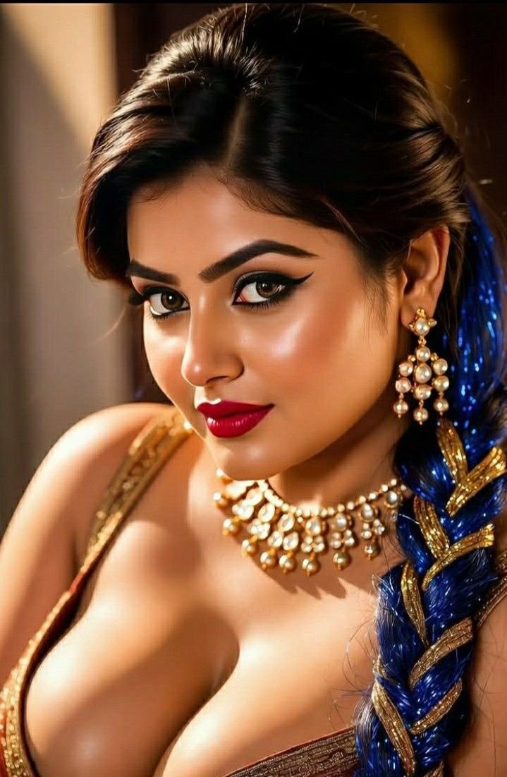 Stunning Indian bhabhi wearing jewellery and posing confidently