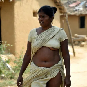 Rustic Aunty Walking in Her Village