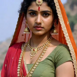 Exotic Indian Aunty Adorns Traditional Jewellery