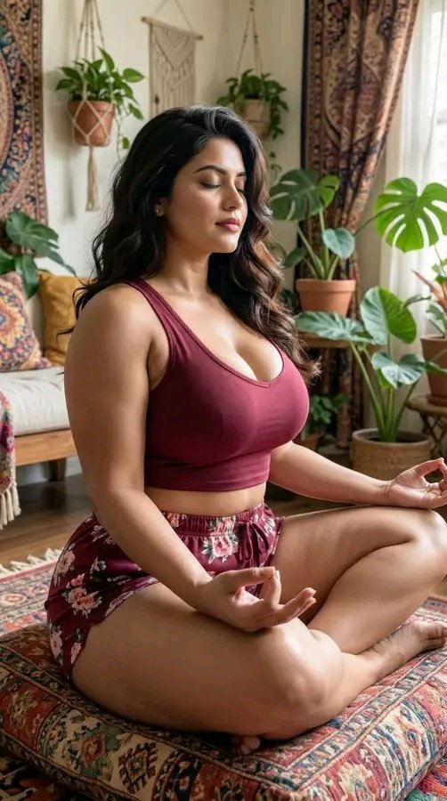 Serenity Yoga Pose Indian Beauty Tranquility Room Meditation