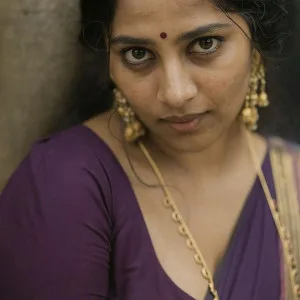 Mysterious Desi Aunty in Purple Saree