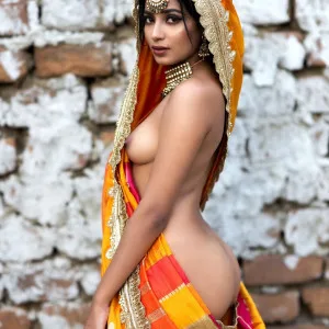 Radiant Indian woman in traditional saree with elegant pose