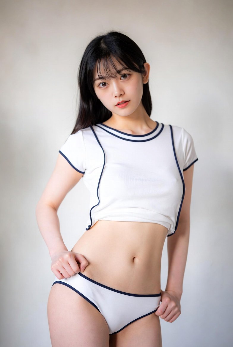 Charming young desi girl holding white underwear seductively